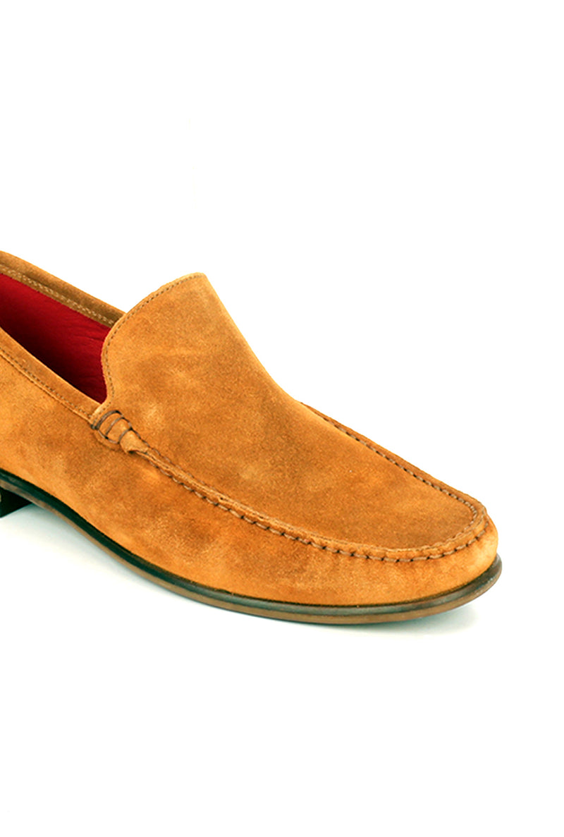 Suede loafers with low heel for men
