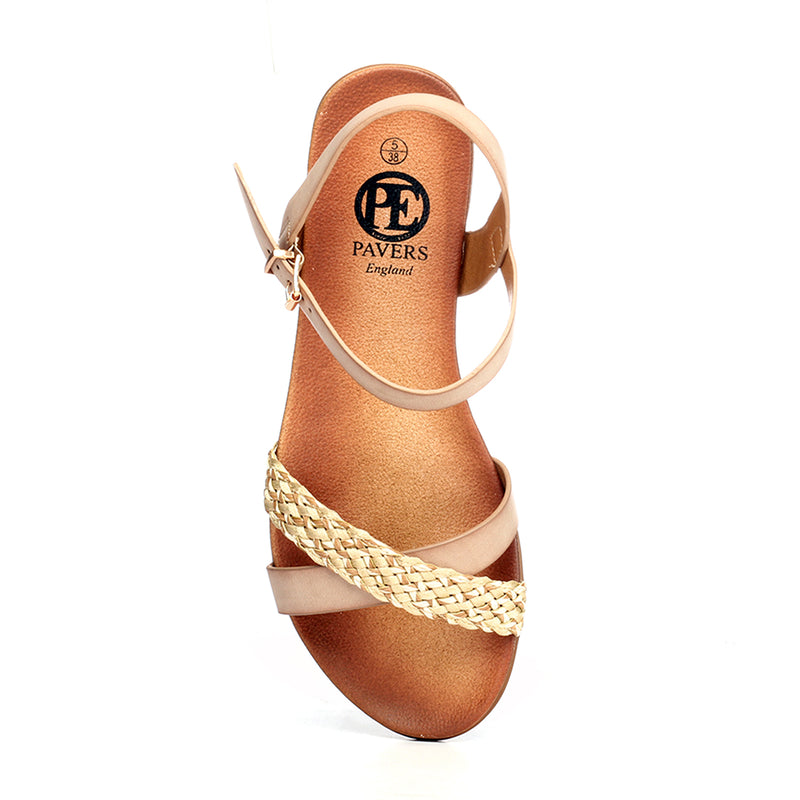 Woven Design Sandals for Women - Beige - Sandals - Pavers England