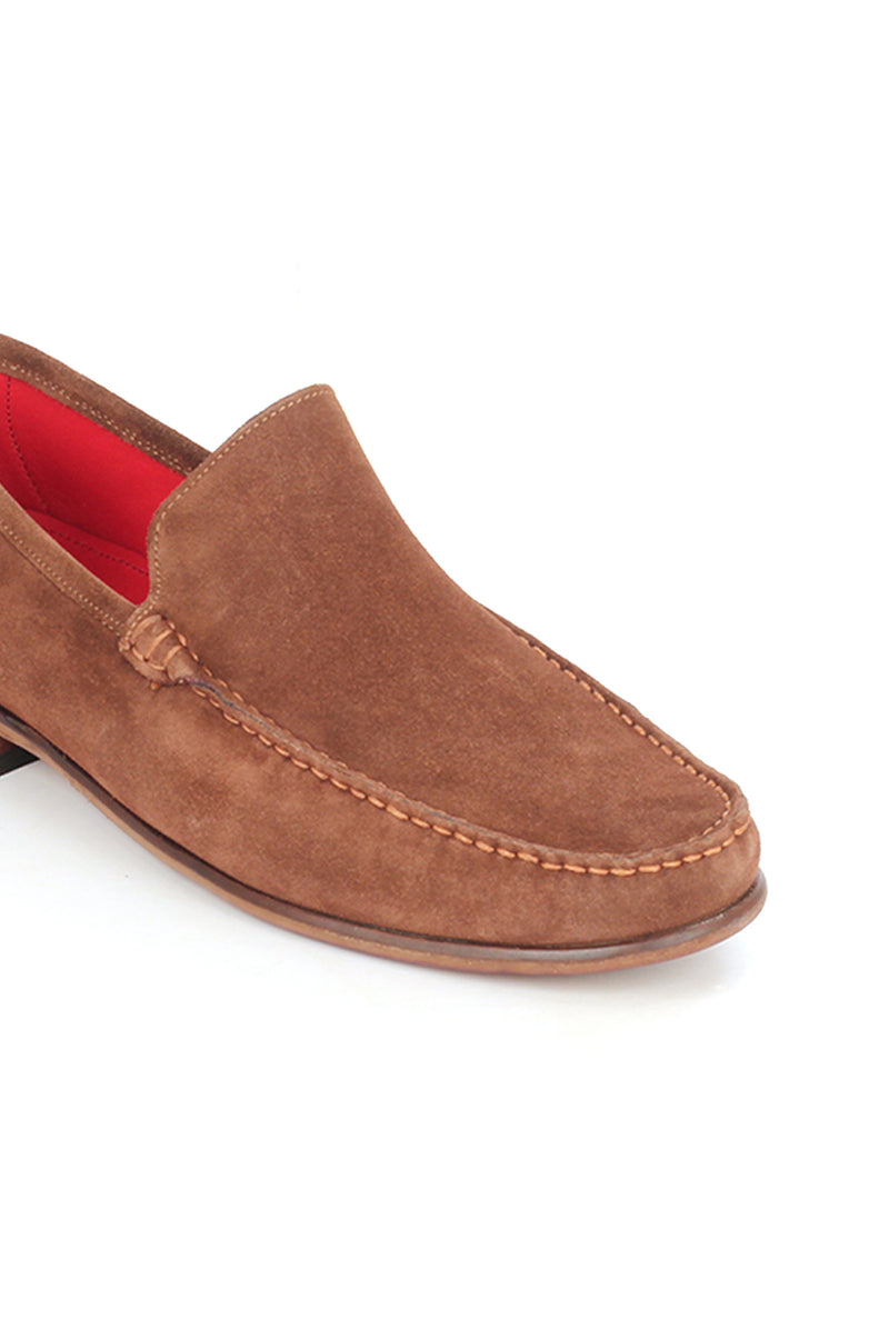 Suede loafers with low heel for men-Brown - Formal Loafers - Pavers England