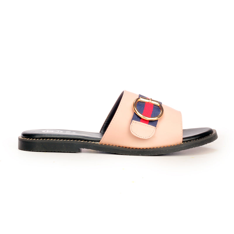 Solid Black Buckle Mules for Women - Pink - Open Mules - Pavers England