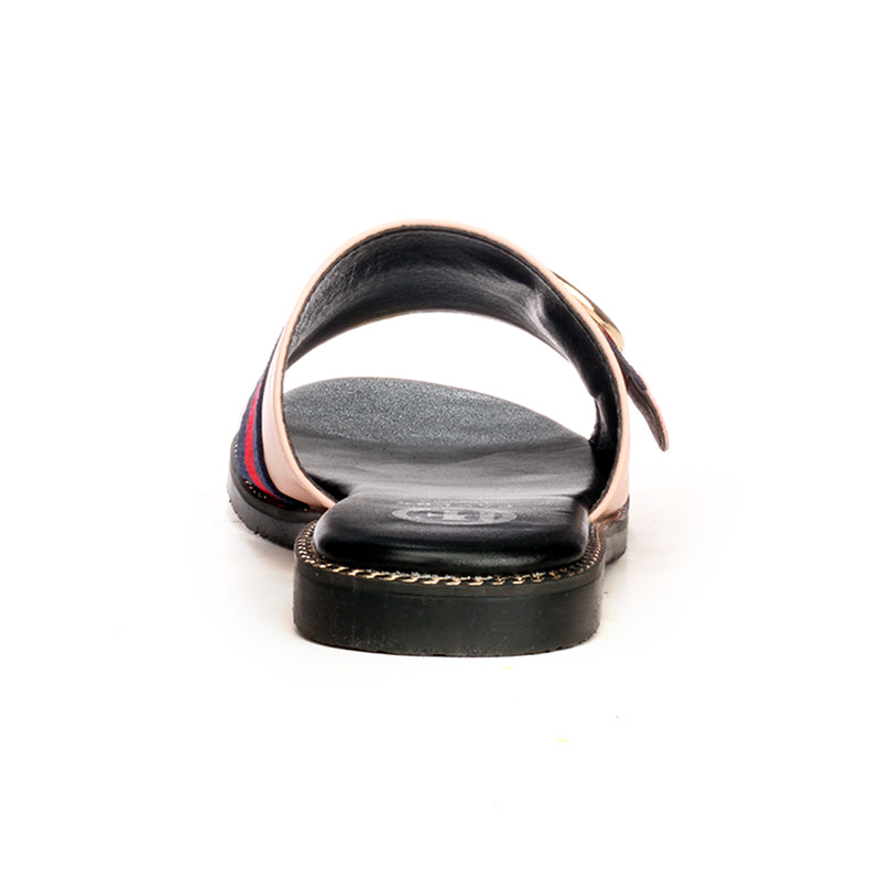 Solid Black Buckle Mules for Women - Pink - Open Mules - Pavers England