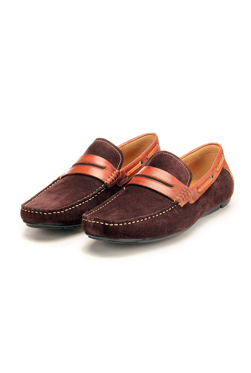 Suede Penny Loafers For Men - Brown - Moccasins - Pavers England