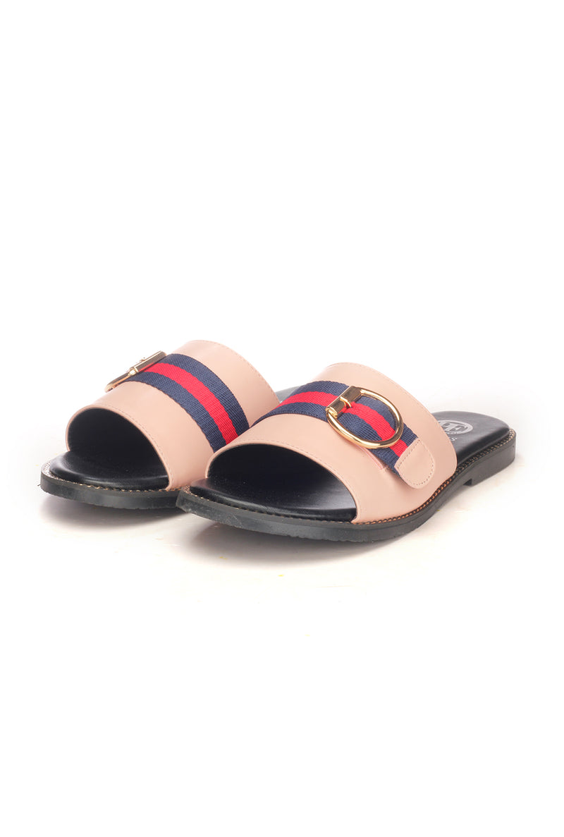 Solid Black Buckle Mules for Women - Pink - Open Mules - Pavers England