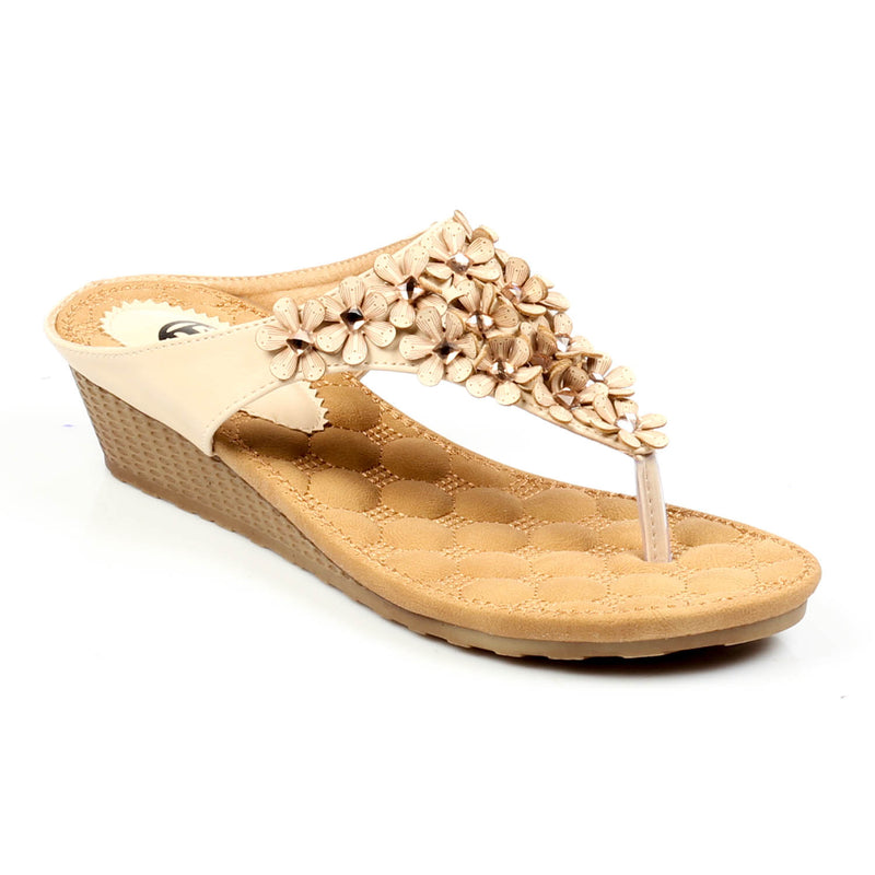 Toepost Wedges with Blings for Women-Beige - Toeposts - Pavers England