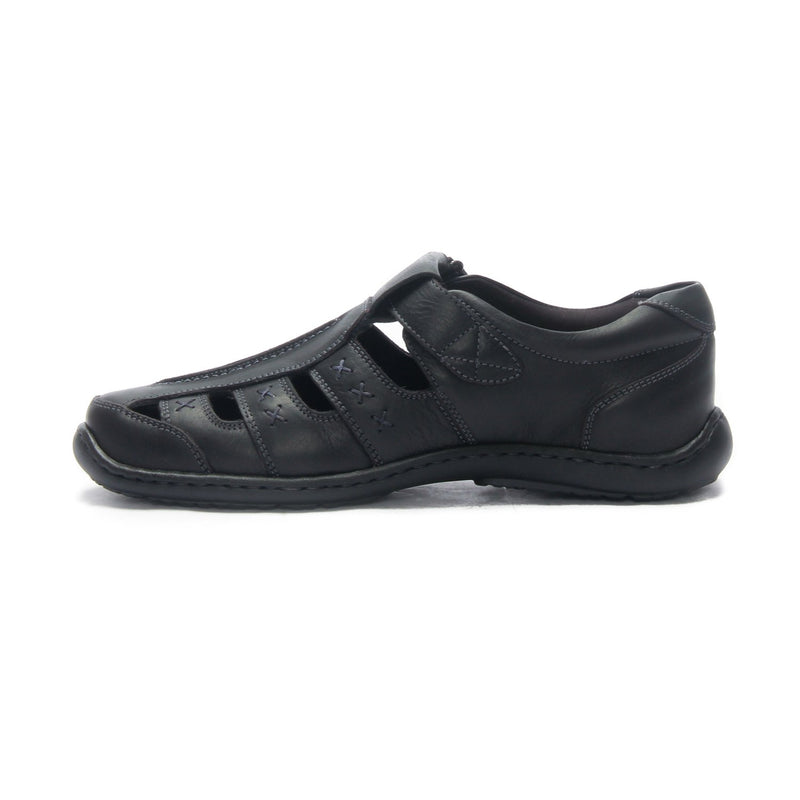 Men's Leather Sandals for Casual Wear - Black - Sandals - Pavers England