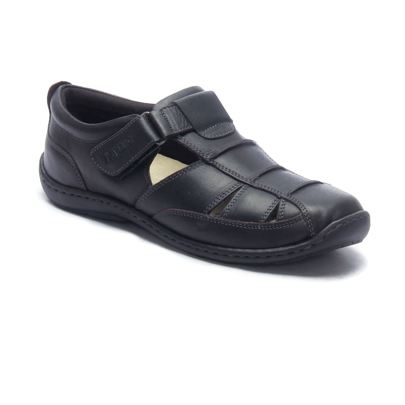 Men's Leather Sandals for Casual Wear - Black - Sandals - Pavers England