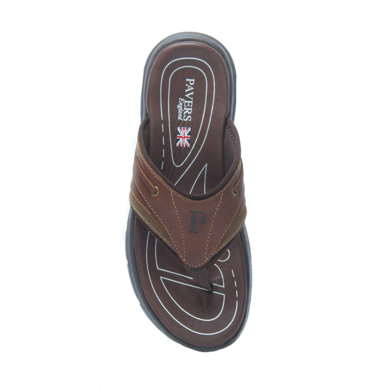 Men's Flipflop Sandals for Casual Wear - Brown - Open Toe - Pavers England