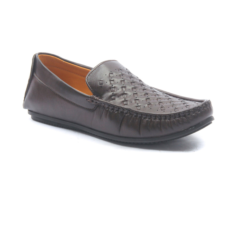 Men's Textured Loafers for Casual Wear - Brown - Moccasins - Pavers England