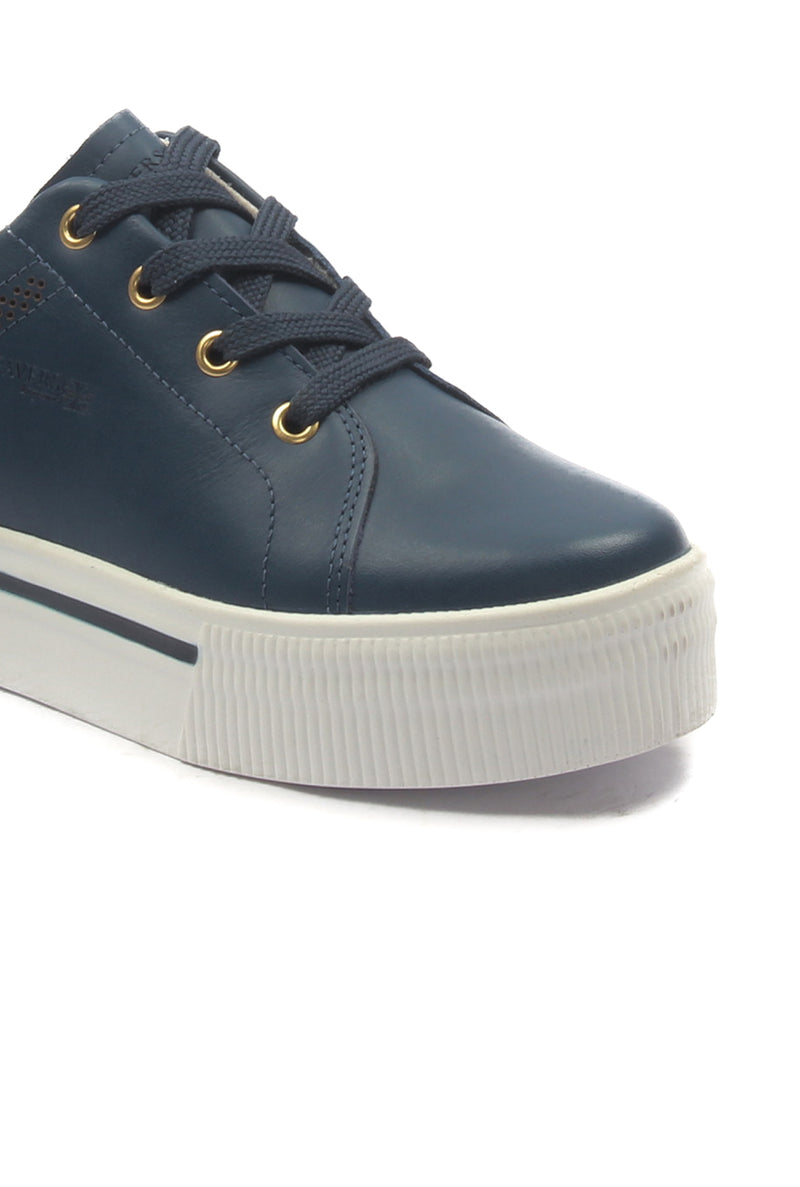 Women's Leather Sneakers - Navy - Sneakers - Pavers England