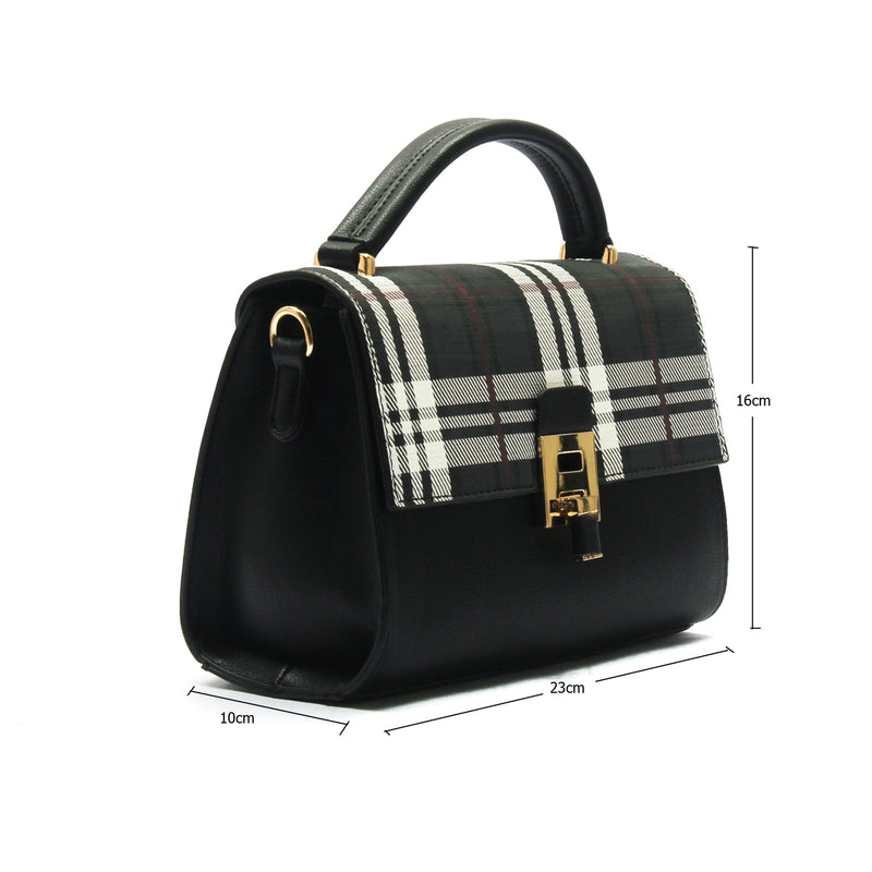 Smart and classy two toned casual handbag for women-Black Multi - Bags & Accessories - Pavers England