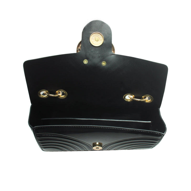Women's Patent Finish Sling Bag-Black - Sling Bags - Pavers England