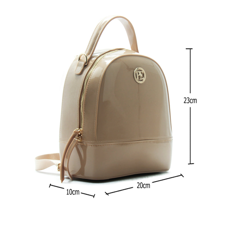 Women's Patent Finish Backpack-Beige - Women's Backpacks - Pavers England