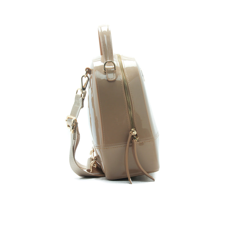 Women's Patent Finish Backpack-Beige - Women's Backpacks - Pavers England