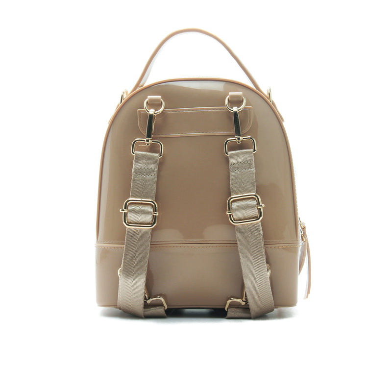 Women's Patent Finish Backpack-Beige - Women's Backpacks - Pavers England