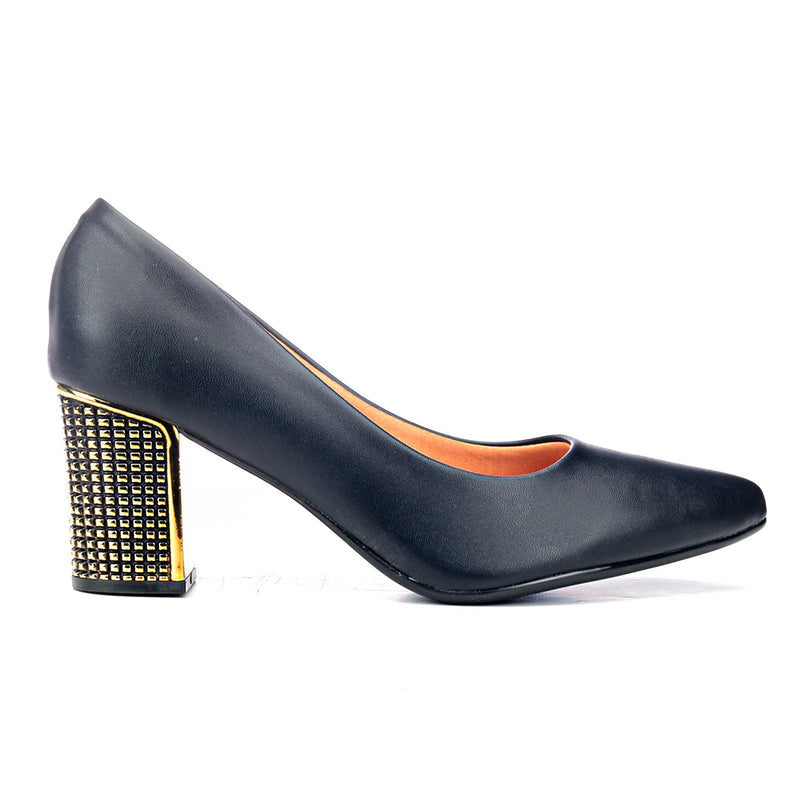 Metallic High-Heel Shoes - Black - Pavers England