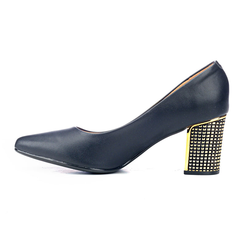 Metallic High-Heel Shoes - Black - Pavers England