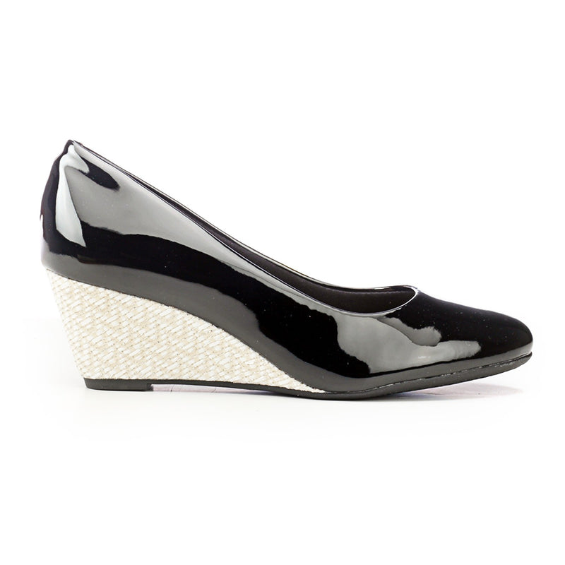 Casual Wedges with Contrast Heels - Black - Full Shoes - Pavers England