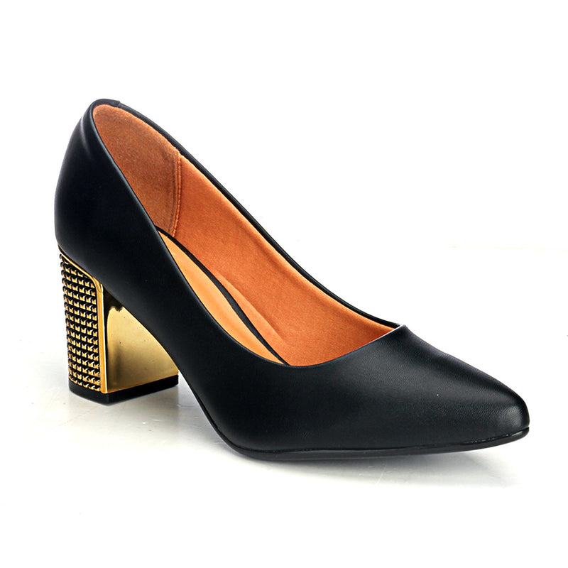 Metallic High-Heel Shoes - Black - Pavers England