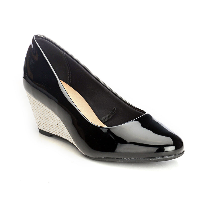 Casual Wedges with Contrast Heels - Black - Full Shoes - Pavers England
