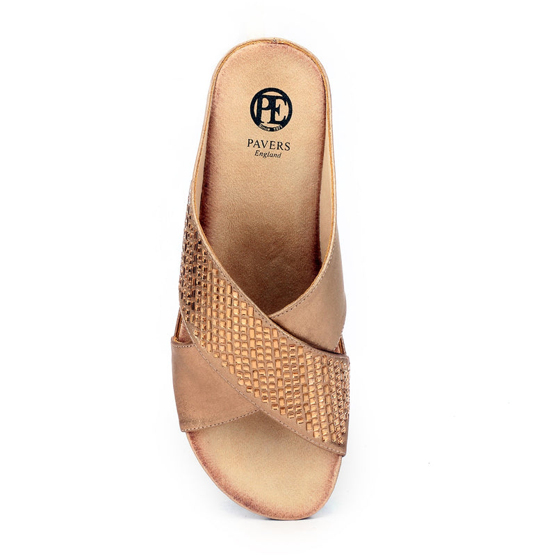 Jewel Embellished Mule Wedges for Women-Bronze - Pavers England