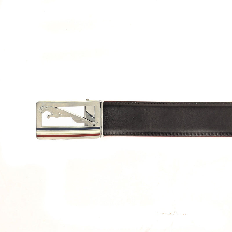 Metallic Closure Leather Belt for Men - Black - Bags & Accessories - Pavers England