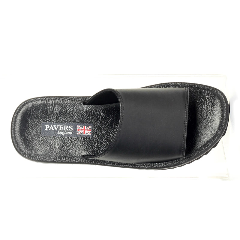 Casual Leather Mules for Men - Black - Pavers England