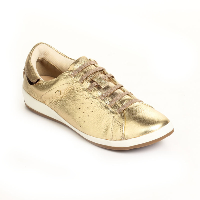 Leather Lace-Ups for Women-Gold - Pavers England