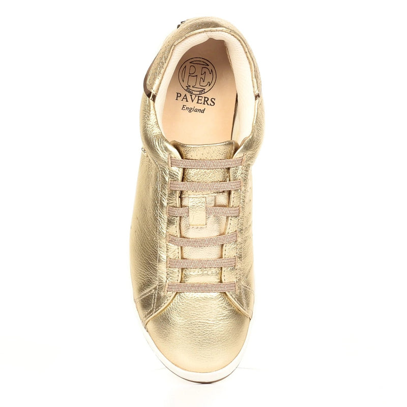 Leather Lace-Ups for Women-Gold - Pavers England