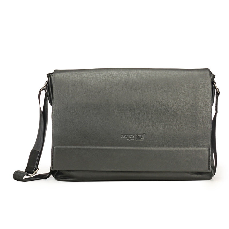 Multi Compartment Black Leather Satchel Bag - Black - Bags & Accessories - Pavers England